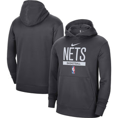 Anthracite Brooklyn Nets 2022/23 Spotlight On-Court Practice Performance Pullover Hoodie | NBA