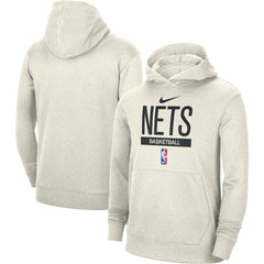 Cream Brooklyn Nets 2022/23 Spotlight On-Court Practice Performance Pullover Hoodie | NBA