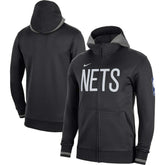 Black Brooklyn Nets Authentic Showtime Performance Full-Zip Hoodie | NBA