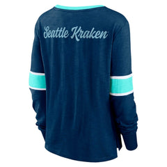 Seattle Kraken Fanatics Women's Effervescent Exclusive Notch Neck Lace-Up Long Sleeve Slub T-Shirt - NHL T-shirts