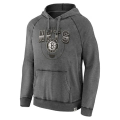 Gray Brooklyn Nets True Classics Vintage Snow Wash Raglan Pullover Hoodie | NBA
