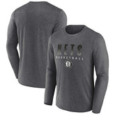 Heathered Charcoal Brooklyn Nets Where Legends Play Iconic Practice Long Sleeve T-Shirt | NBA