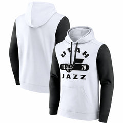White/Black Utah Jazz Attack Colorblock Pullover Hoodie | NBA