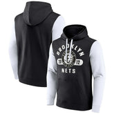 Black/White Brooklyn Nets Attack Colorblock Pullover Hoodie | NBA