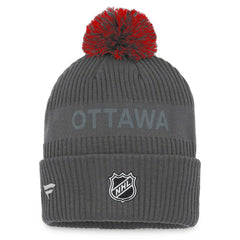 Ottawa Senators Fanatics Authentic Pro Home Ice Cuffed Knit Hat with Pom - NHL Hats