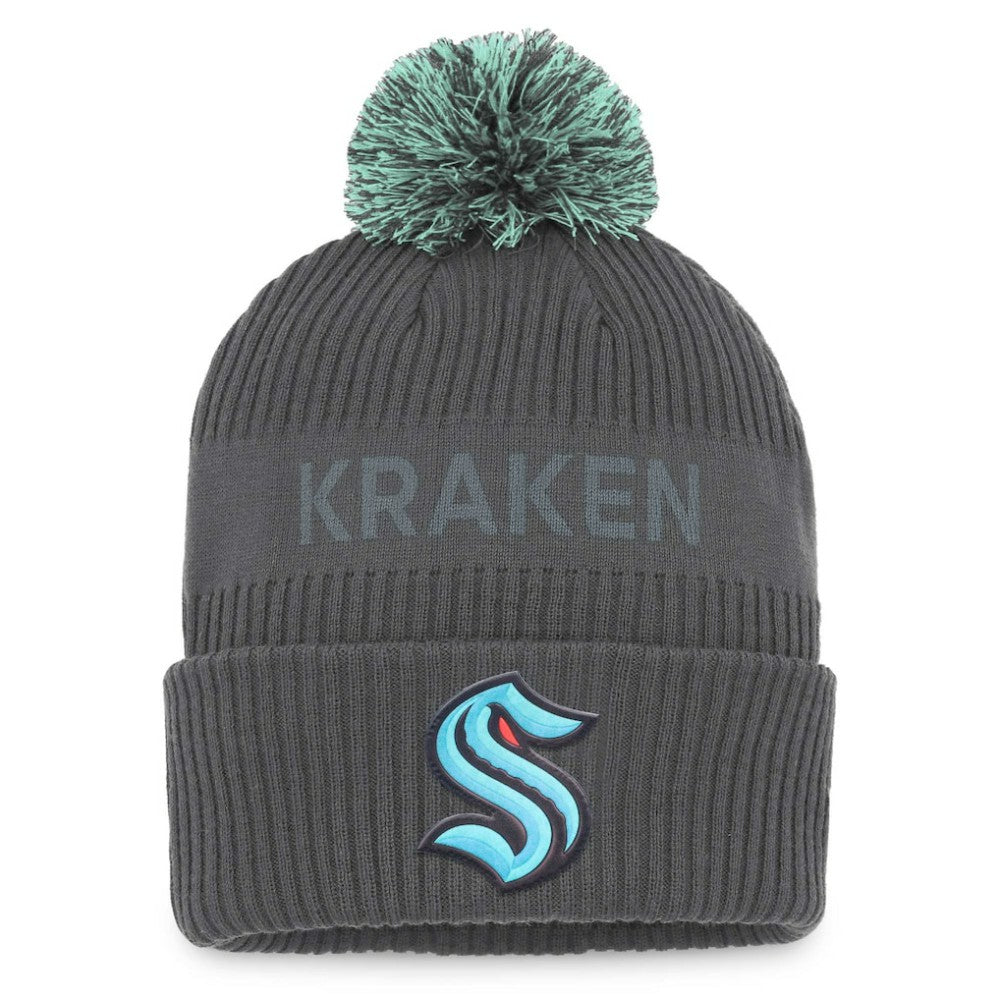 Seattle Kraken Fanatics Authentic Pro Home Ice Cuffed Knit Hat with Pom - NHL Hats