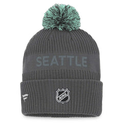 Seattle Kraken Fanatics Authentic Pro Home Ice Cuffed Knit Hat with Pom - NHL Hats