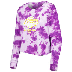 Purple Los Angeles Lakers Women's Tie Dye Cropped Long Sleeve T-Shirt | NBA
