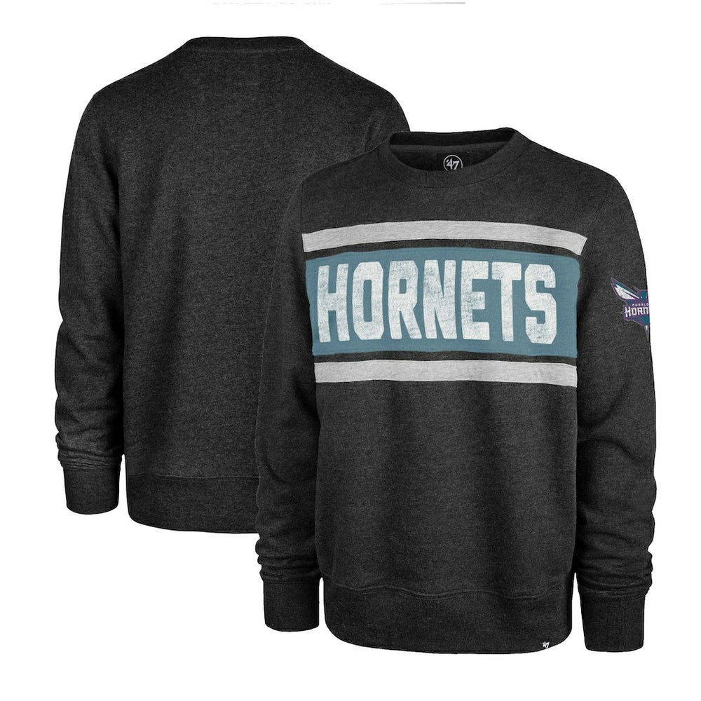 Heather Black Charlotte Hornets '47 Tribeca Emerson Pullover Sweatshirt | NBA