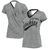 Colorado Rockies Touch Women's Hail Mary Back Wrap Space-Dye V-Neck T-Shirt - MLB T-shirts