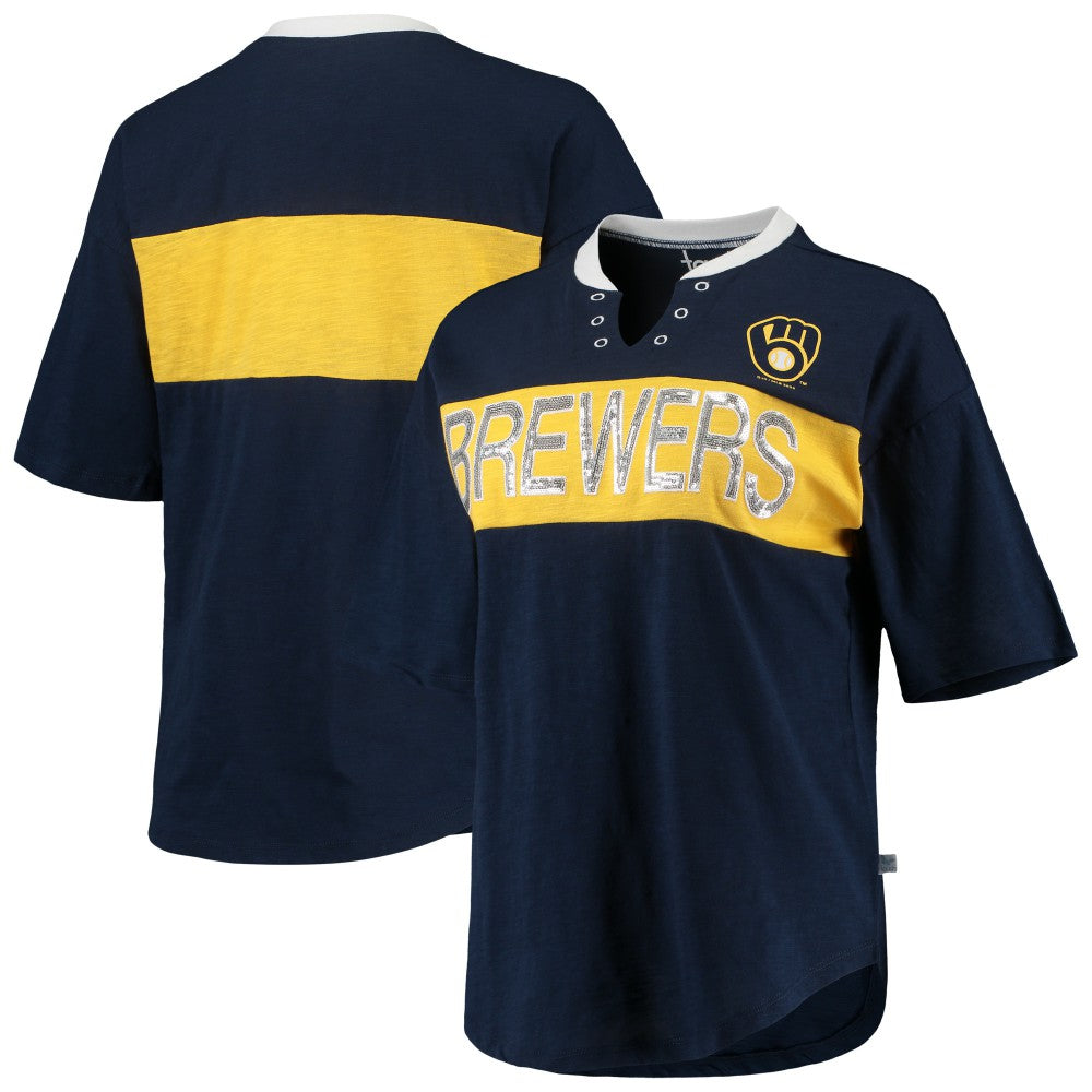 Milwaukee Brewers Touch Women's Lead Off Notch Neck T-Shirt - MLB T-shirts