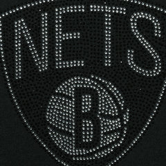 Black Brooklyn Nets DKNY Sport Women's Carrie Rhinestone Pullover Sweatshirt | NBA