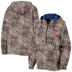 Leopard New York Knicks DKNY Sport Women's Gabriella Windbreaker Half-Zip Hoodie | NBA