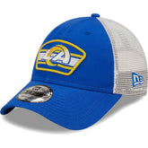 Los Angeles Rams Logo Patch Trucker 9FORTY Snapback Hat | NFL Sale