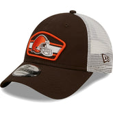 Cleveland Browns Logo Patch Trucker 9FORTY Snapback Hat | NFL On sale
