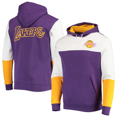 Purple Los Angeles Lakers Hardwood Classics Fusion 2.0 Colorblock Pullover Hoodie | NBA