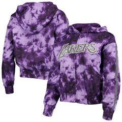 Purple Los Angeles Lakers Women's Galaxy Sublimated Windbreaker Pullover Full-Zip Hoodie | NBA