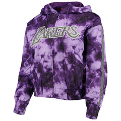 Purple Los Angeles Lakers Women's Galaxy Sublimated Windbreaker Pullover Full-Zip Hoodie | NBA