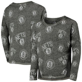 Heathered Black Brooklyn Nets Girls Youth Back in Action Long Sleeve T-Shirt | NBA