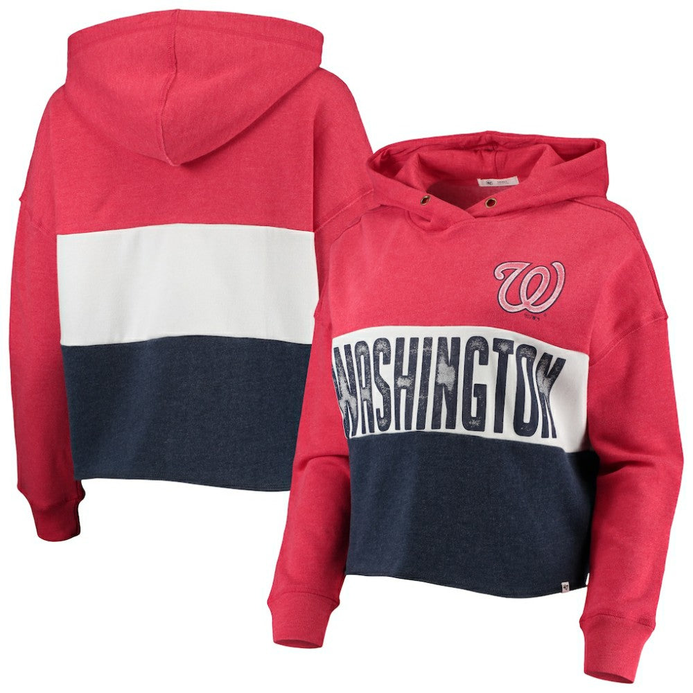 Washington Nationals '47 Women's Lizzy Cropped Pullover Hoodie - MLB Hoodies