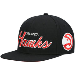 Black Atlanta Hawks Hardwood Classics Script 2.0 Snapback Hat | NBA