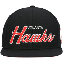 Black Atlanta Hawks Hardwood Classics Script 2.0 Snapback Hat | NBA