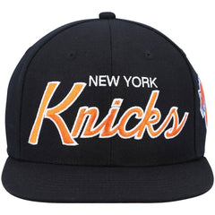 Black New York Knicks Hardwood Classics Script 2.0 Snapback Hat | NBA