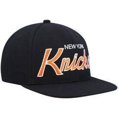 Black New York Knicks Hardwood Classics Script 2.0 Snapback Hat | NBA