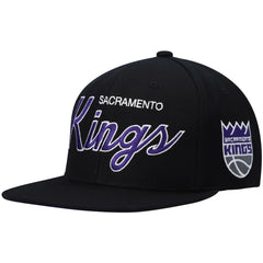 Black Sacramento Kings Hardwood Classics Script 2.0 Snapback Hat | NBA