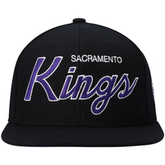 Black Sacramento Kings Hardwood Classics Script 2.0 Snapback Hat | NBA
