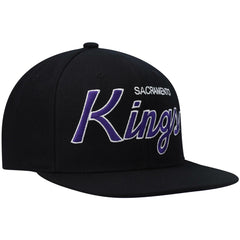 Black Sacramento Kings Hardwood Classics Script 2.0 Snapback Hat | NBA