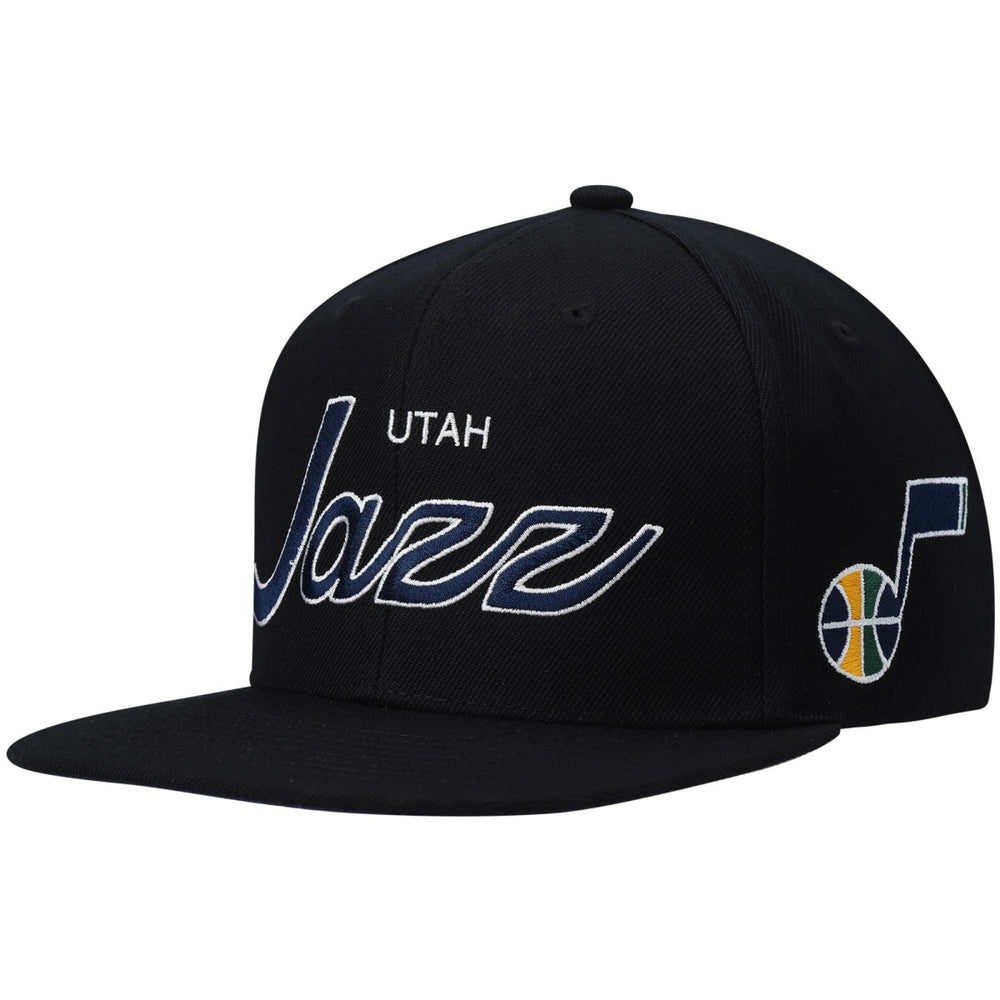 Black Utah Jazz Hardwood Classics Script 2.0 Snapback Hat | NBA