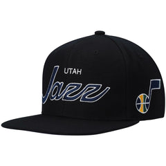 Black Utah Jazz Hardwood Classics Script 2.0 Snapback Hat | NBA