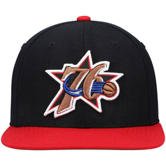 Black/Red Philadelphia 76ers Hardwood Classics Team Two-Tone 2.0 Snapback Hat | NBA
