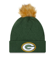 Green Bay Packers Women's Snowy Cuffed Knit Hat with Pom | NFL Online