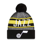 Navy Utah Jazz Striped Cuffed Pom Knit Hat | NBA
