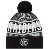 Las Vegas Raiders Striped Cuffed Knit Hat with Pom | NFL Hot