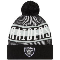 Las Vegas Raiders Striped Cuffed Knit Hat with Pom | NFL Hot