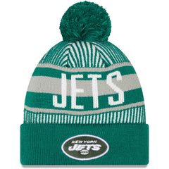 New York Jets Striped Cuffed Knit Hat with Pom | NFL On sale