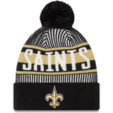 New Orleans Saints Striped Cuffed Knit Hat with Pom | NFL On sale