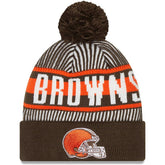Cleveland Browns Striped Cuffed Knit Hat with Pom | NFL Online