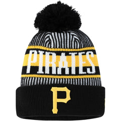 Pittsburgh Pirates New Era Youth Striped Cuffed Knit Hat with Pom - MLB Hats