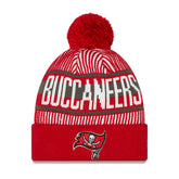 Tampa Bay Buccaneers Youth Striped Cuffed Knit Hat with Pom | NFL Outlet