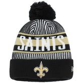 New Orleans Saints Youth Striped Cuffed Knit Hat with Pom | NFL Near me