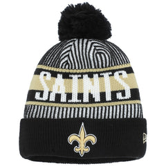 New Orleans Saints Youth Striped Cuffed Knit Hat with Pom | NFL Near me