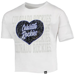 Colorado Rockies New Era Girls Youth Flip Sequin Heart Crop Top - MLB Tops