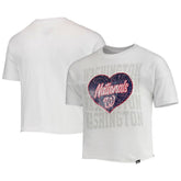 Washington Nationals New Era Girls Youth Flip Sequin Heart Crop Top - MLB Tops