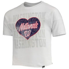 Washington Nationals New Era Girls Youth Flip Sequin Heart Crop Top - MLB Tops