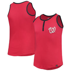 Washington Nationals New Era Girls Youth Henley Tank Top - MLB Tanks
