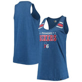 Heathered Royal Philadelphia 76ers Women's Scoop-Neck Racerback Tank Top | NBA